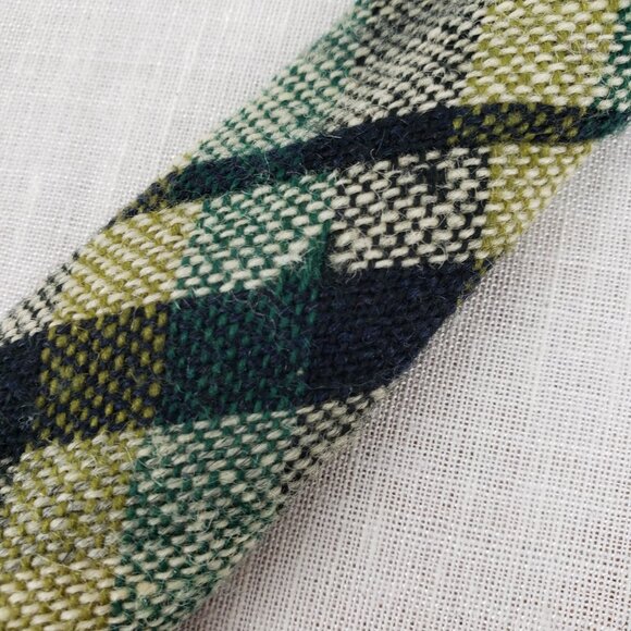 Wembley Wide Tie Green Plaid Tweed Wooly Vintage 70s - Picture 5 of 7